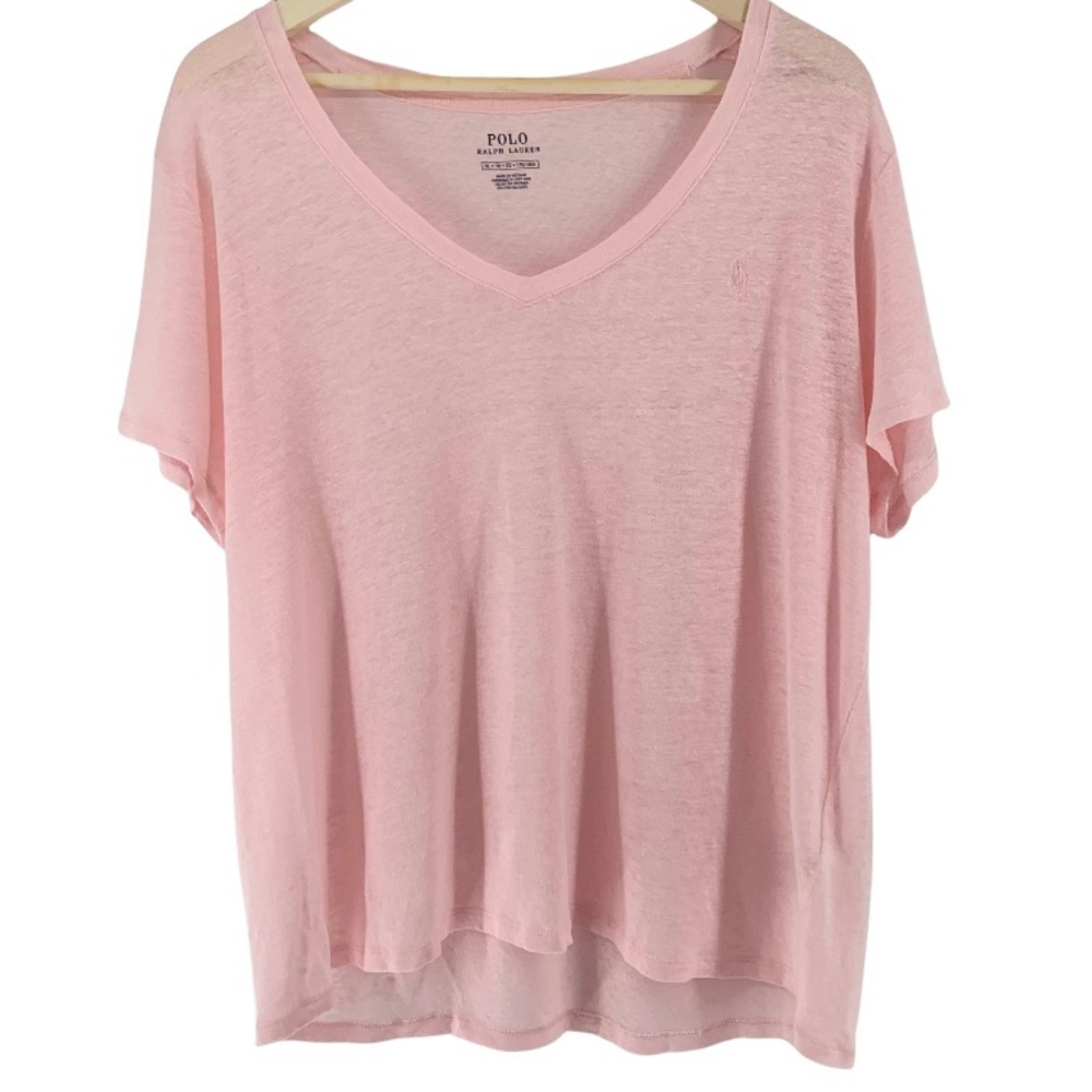 Polo by Ralph Lauren Light Pink V-Neck Short Sleeve Tee